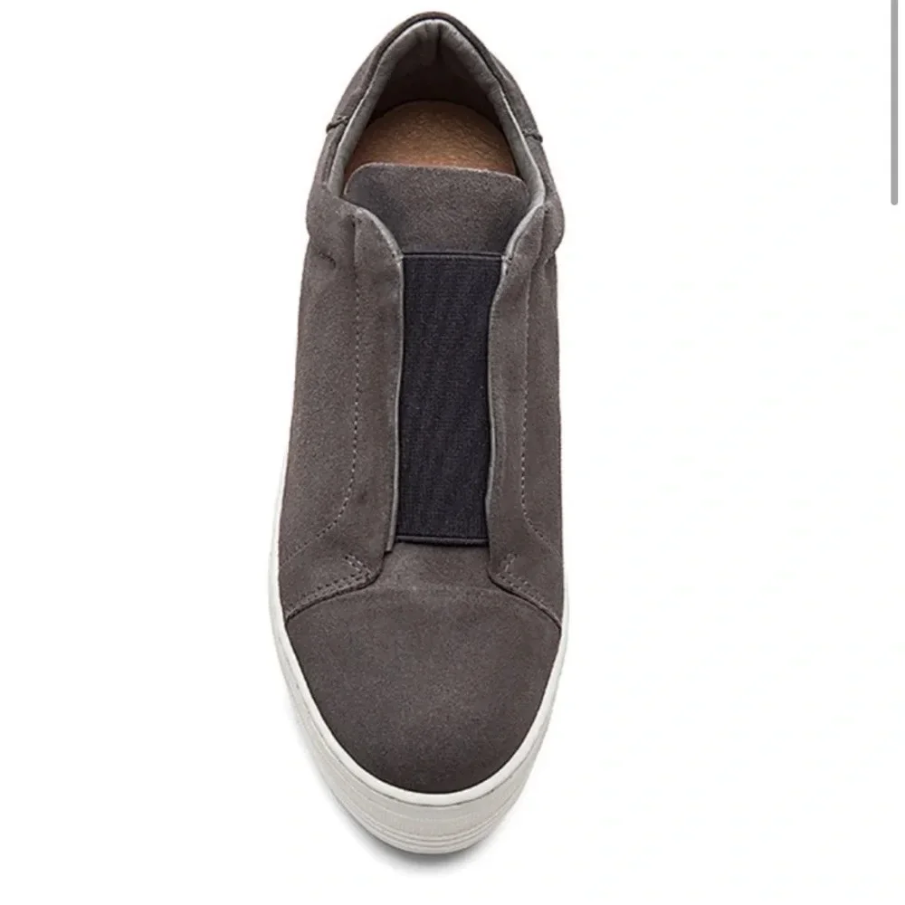 All Saints Aya Suede Platform Slip On Rounded Toe Elastic Top Sneaker 38/8